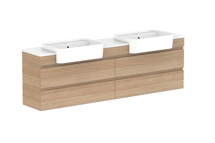 ADP Glacier Lite Semi Recessed All Drawer Twin Vanity