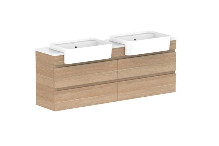 ADP Glacier Lite Semi Recessed All Drawer Twin Vanity