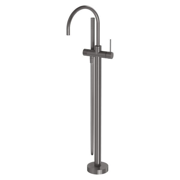 Phoenix Vivid Slimline Floor Mounted Bath Mixer with Hand Shower - Brushed Carbon