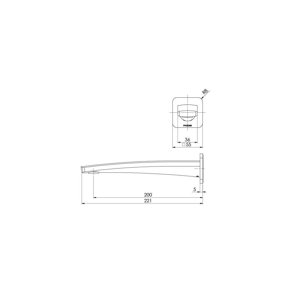 Phoenix Mekko Wall Bath Outlet 200mm - Chrome (Lead Free)