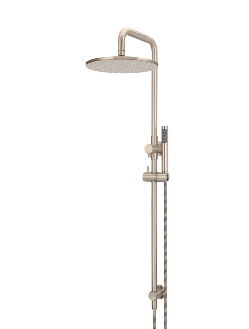 Meir Round Combination Shower Rail, 300mm Rose, Single Function Hand Shower, Champagne