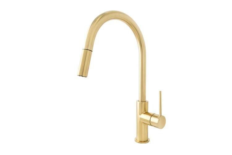 Adp Bloom Pull Out Kitchen Mixer, Brushed Brass