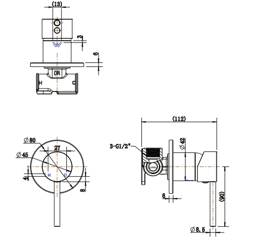 Adp Bloom Shower Mixer, Brushed Nickel