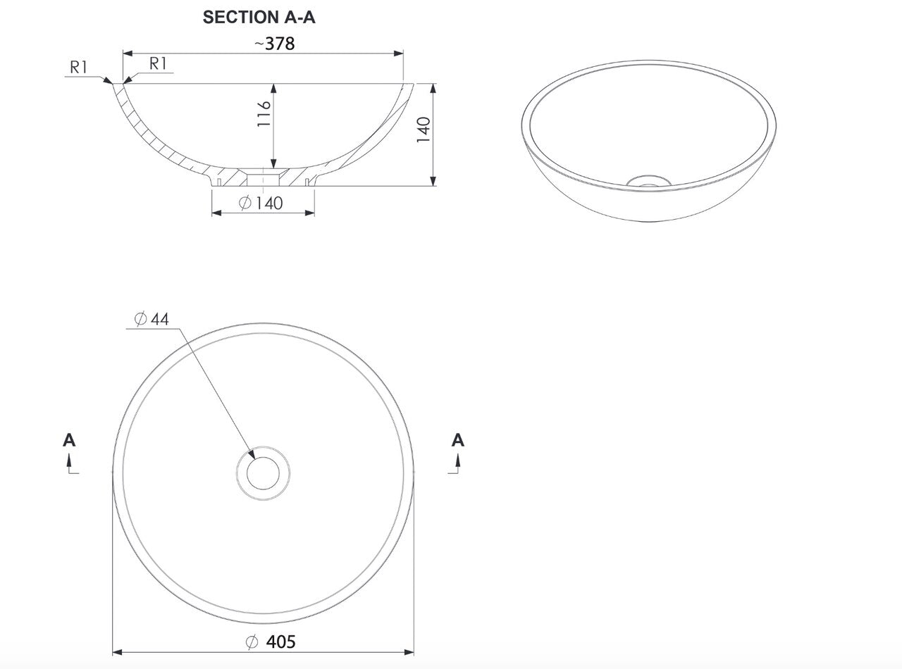 Adp Karma Above Counter Basin, Matte White