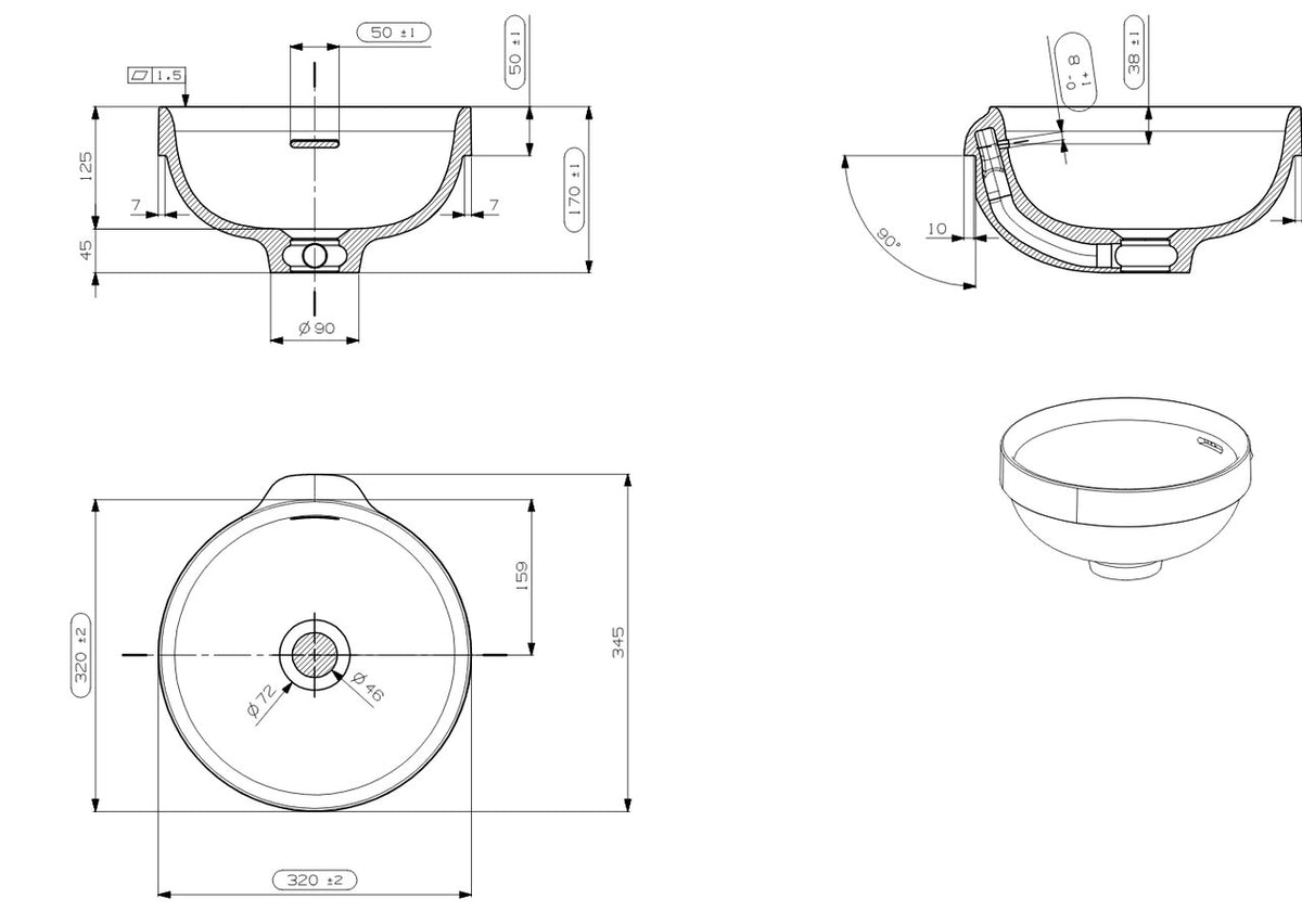 Adp Semi Inset Adp Luka Semi-Inset Basin, Matte White – Mimicoco