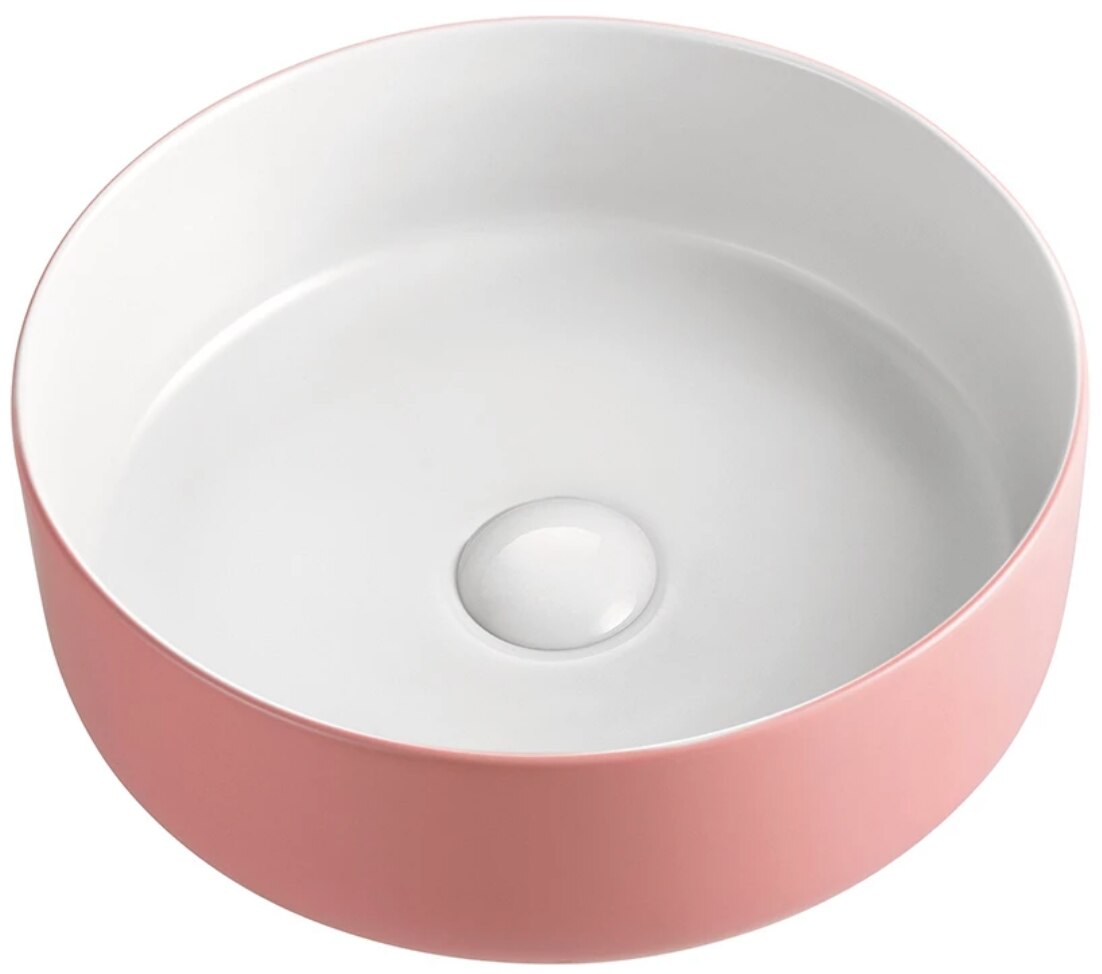 Adp Margot Above Counter Basin, Matte White / Matte Pink Outside