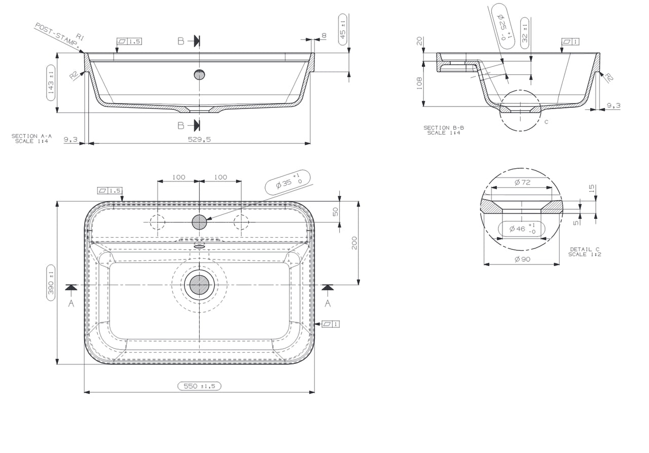 Adp Miya 550 Semi-Inset Basin, Matte White