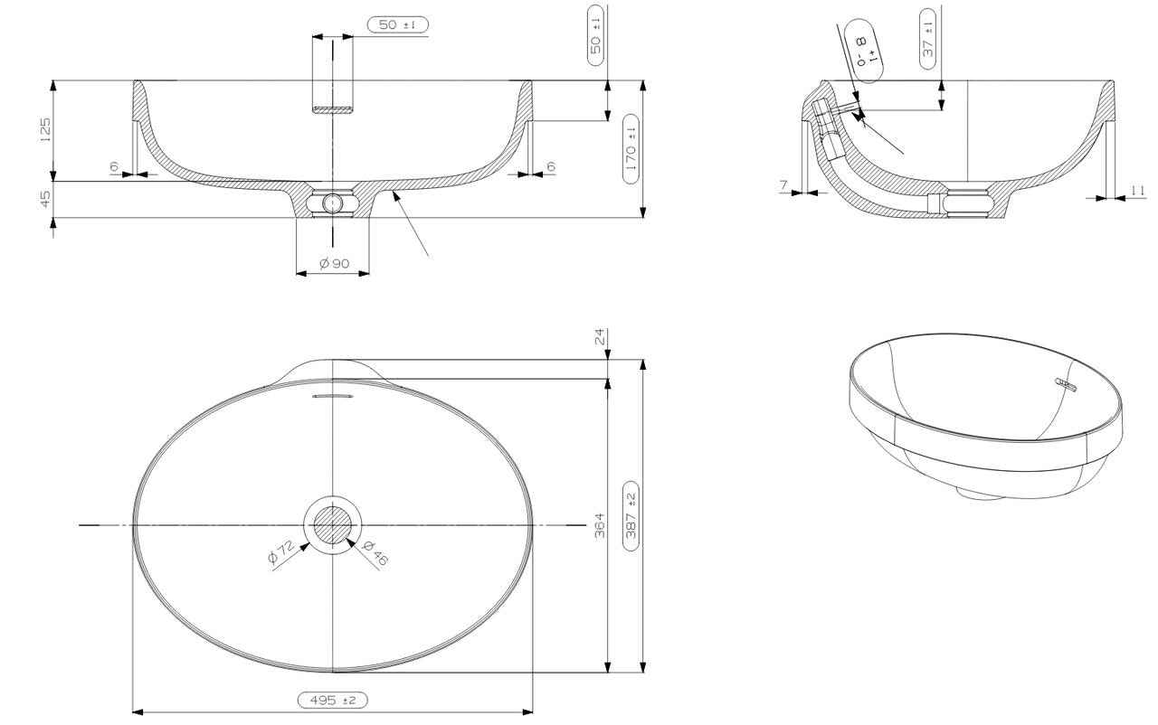 Adp Ozera Semi-Inset Basin, Gloss White