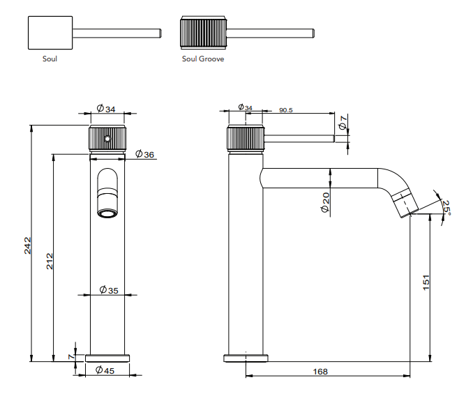 Adp Soul Groove Extended Basin Mixer, Brushed Nickel