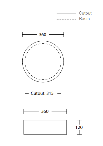 Timberline Allure Undermount Basin 360mm, Matte Grey