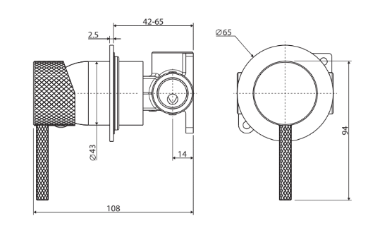 Fienza Axle Wall Mixer, Small Round Plate Gun Metal