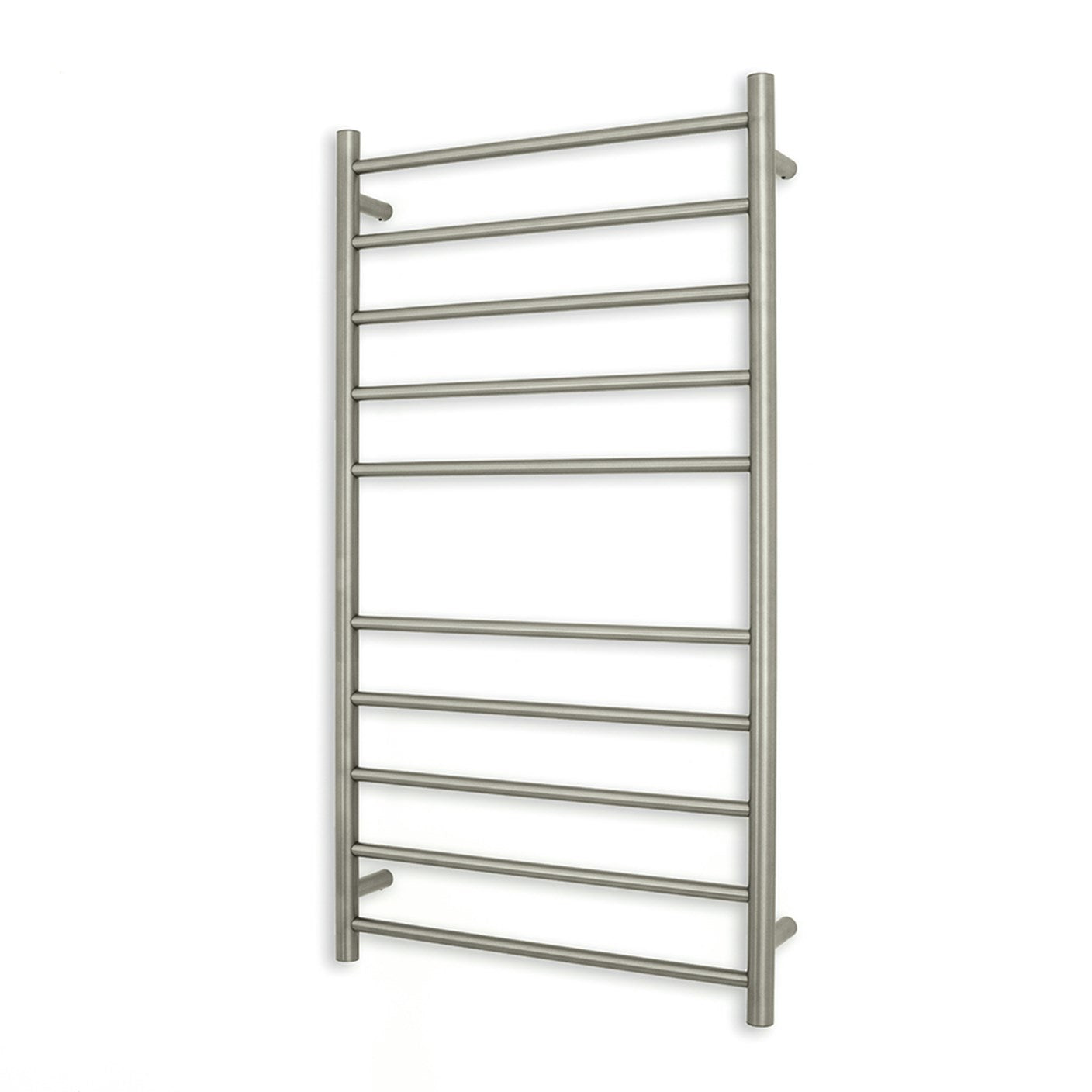 Radiant Heating Round Ladder Heated Bar 600x1100mm - Left, Brushed Nickel