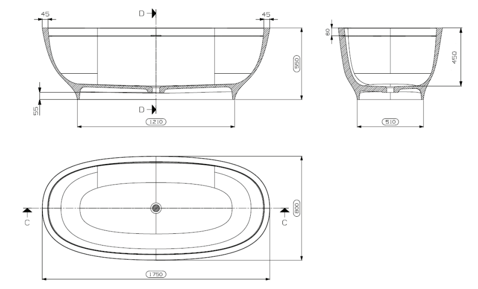 Bold Matte White 1750 Freestanding Stone Bath