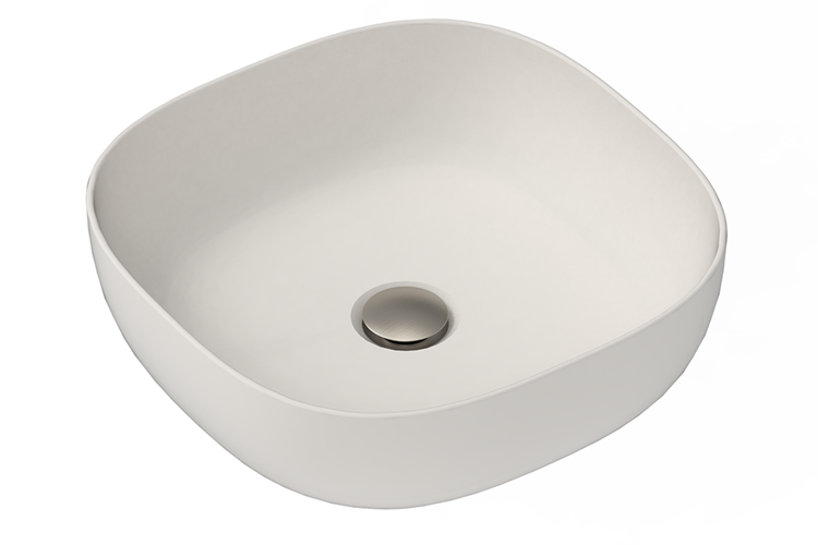 Adp Glam Square Above Counter Basin, Matte Pearl