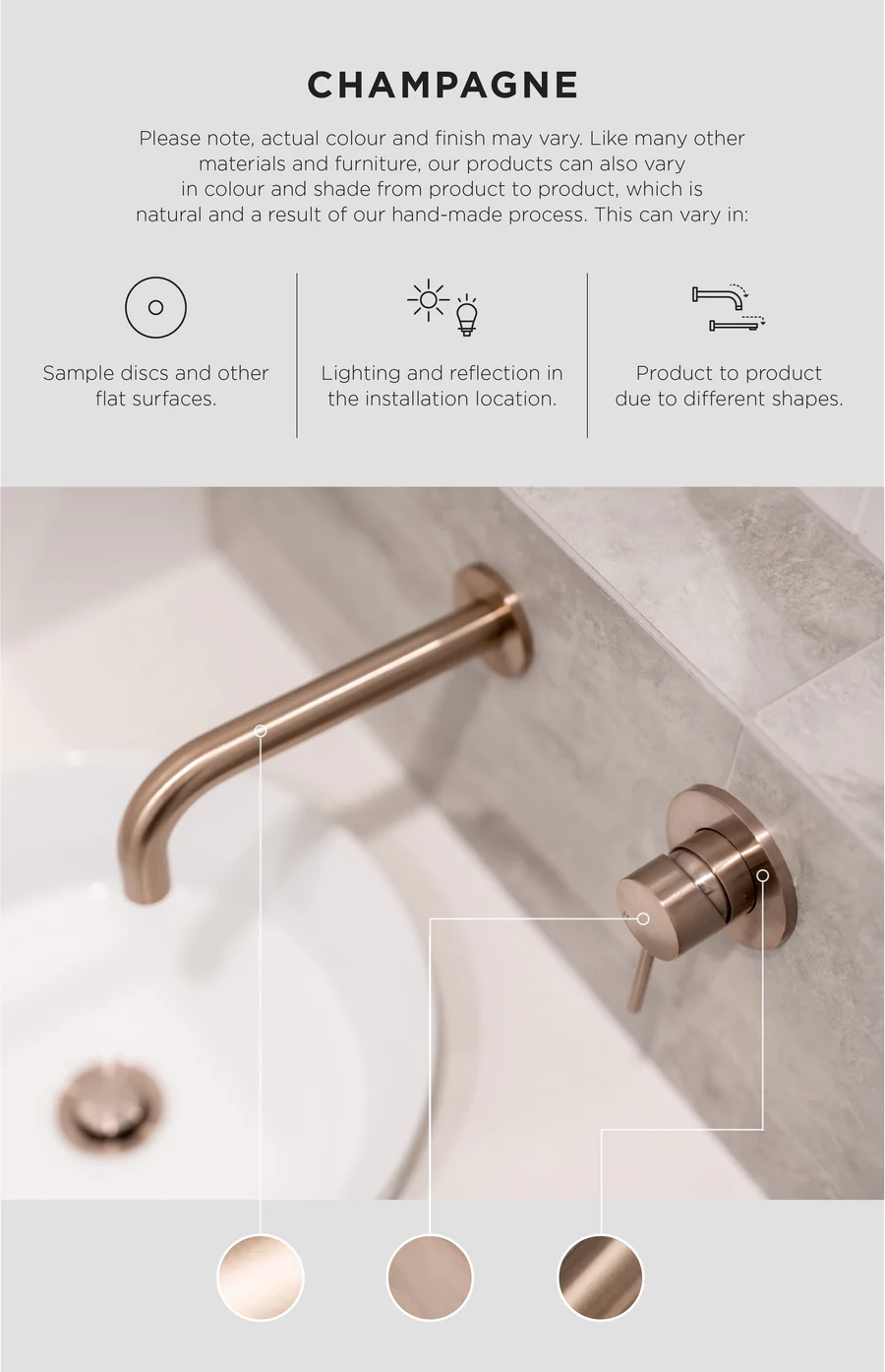 Meir Round Wall Shower Arm 400mm, Champagne