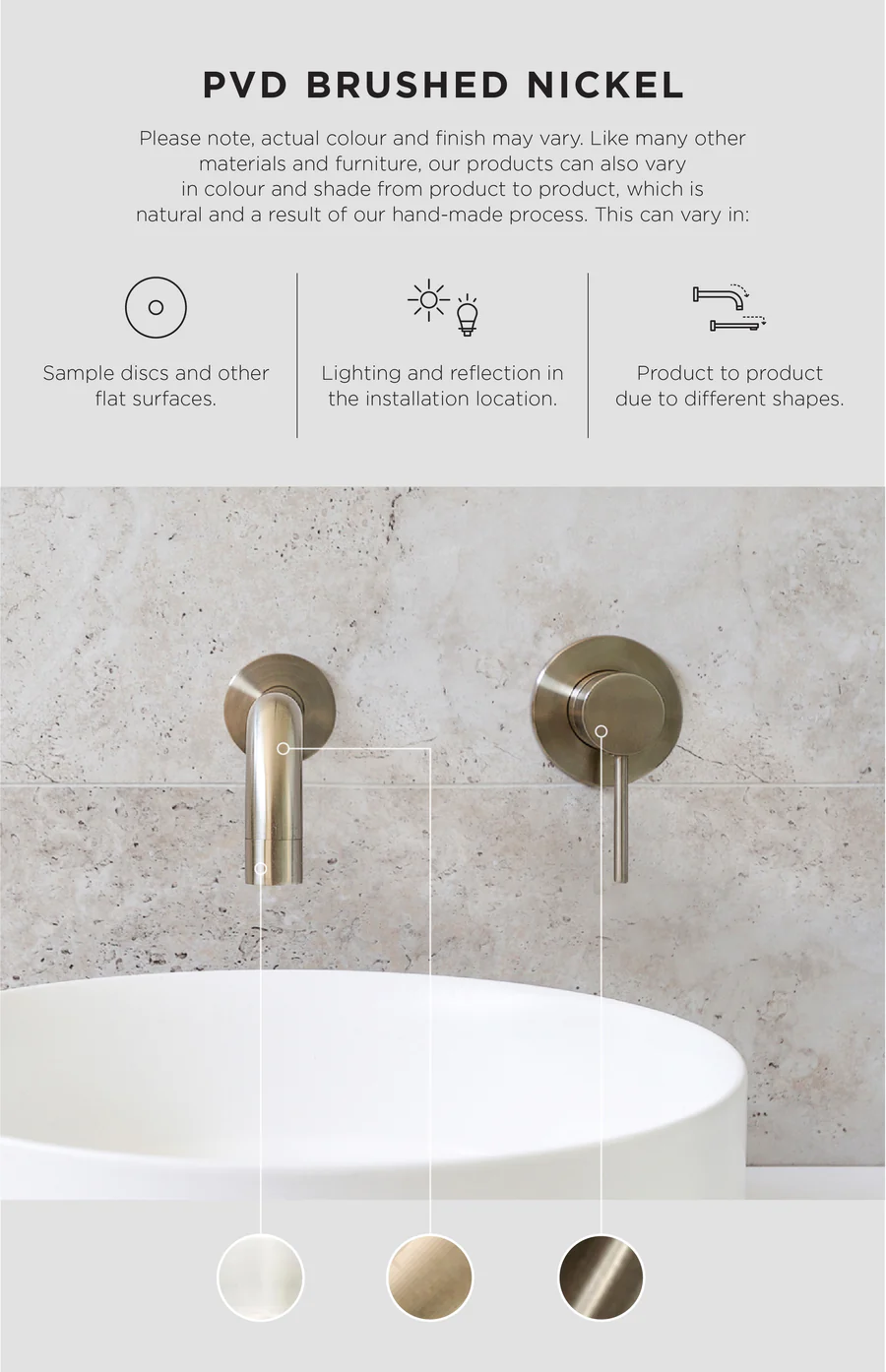 Meir Round Quarter Turn Wall Top Assemblies, Brushed Nickel