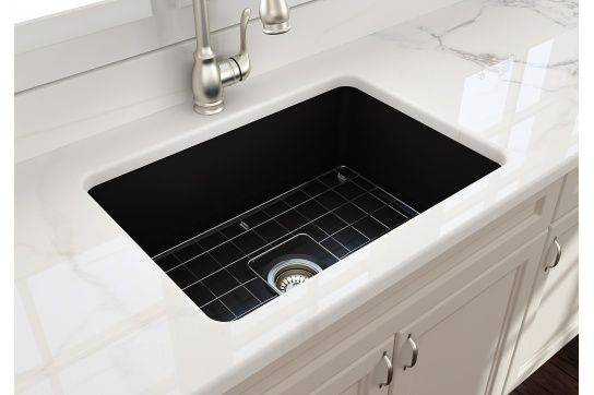 Turner Hastings Cuisine 68x48 Inset / Undermount Fireclay Sink with Overflow, Matte Black