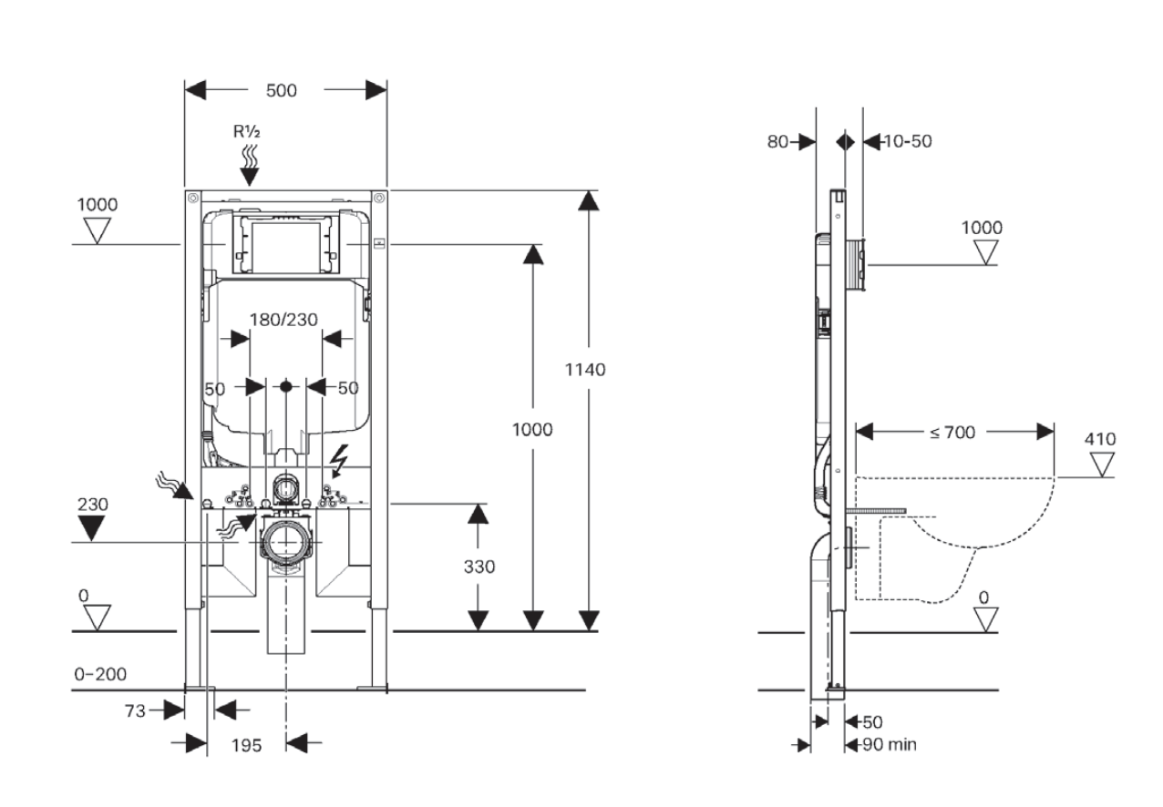 SIGMA 8 Duofix In-wall Cistern & Frame for Wall-hung Pan Setup