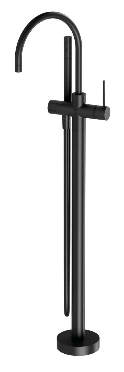 Phoenix Vivid Slimline Floor Mounted Bath Mixer with Hand Shower - Matte Black