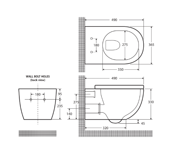 Fienza Koko Tornado Flush Wall-Hung Pan & Seat Only Gloss White