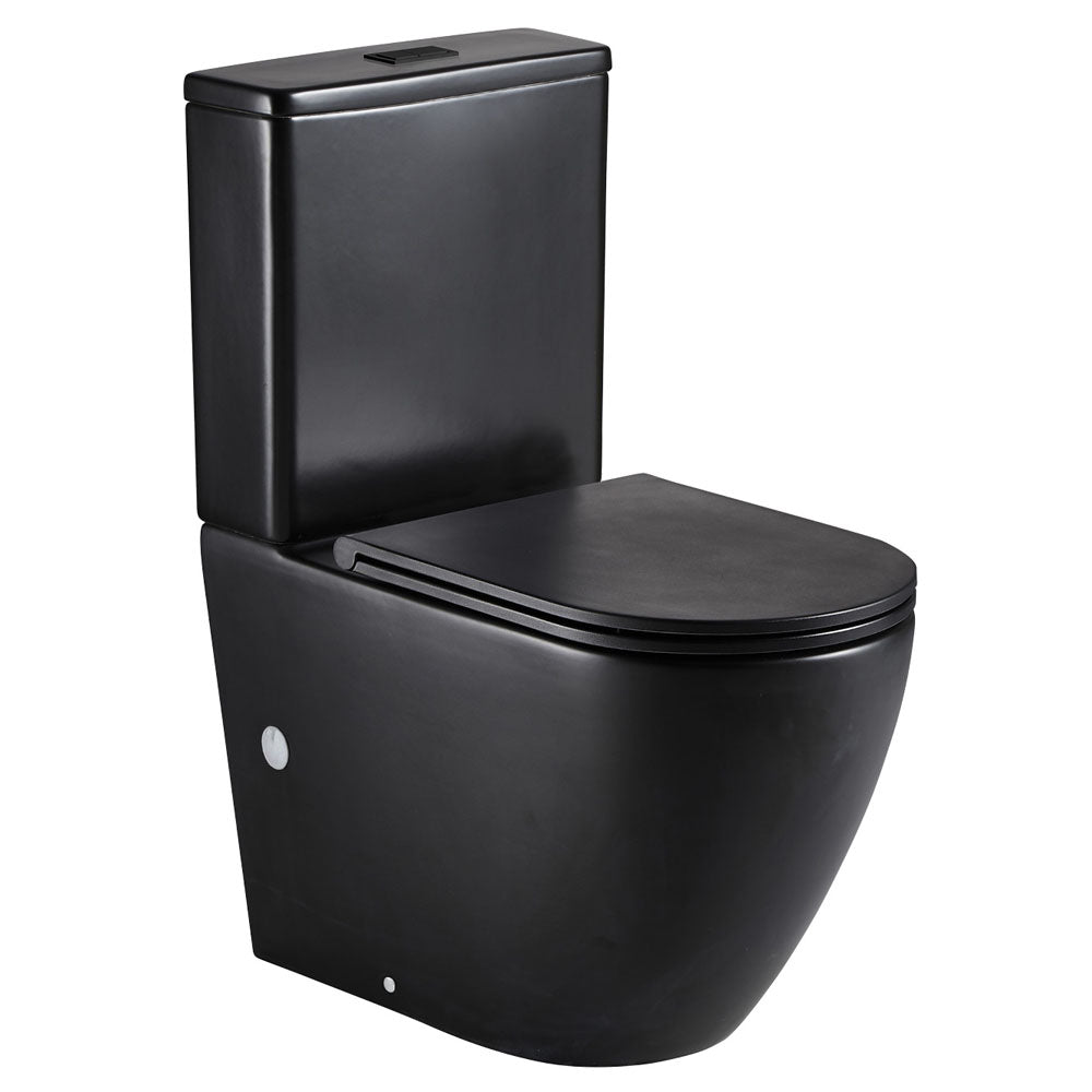 Fienza Koko Tornado Back-to-Wall P-Trap Toilet Suite Matte Black