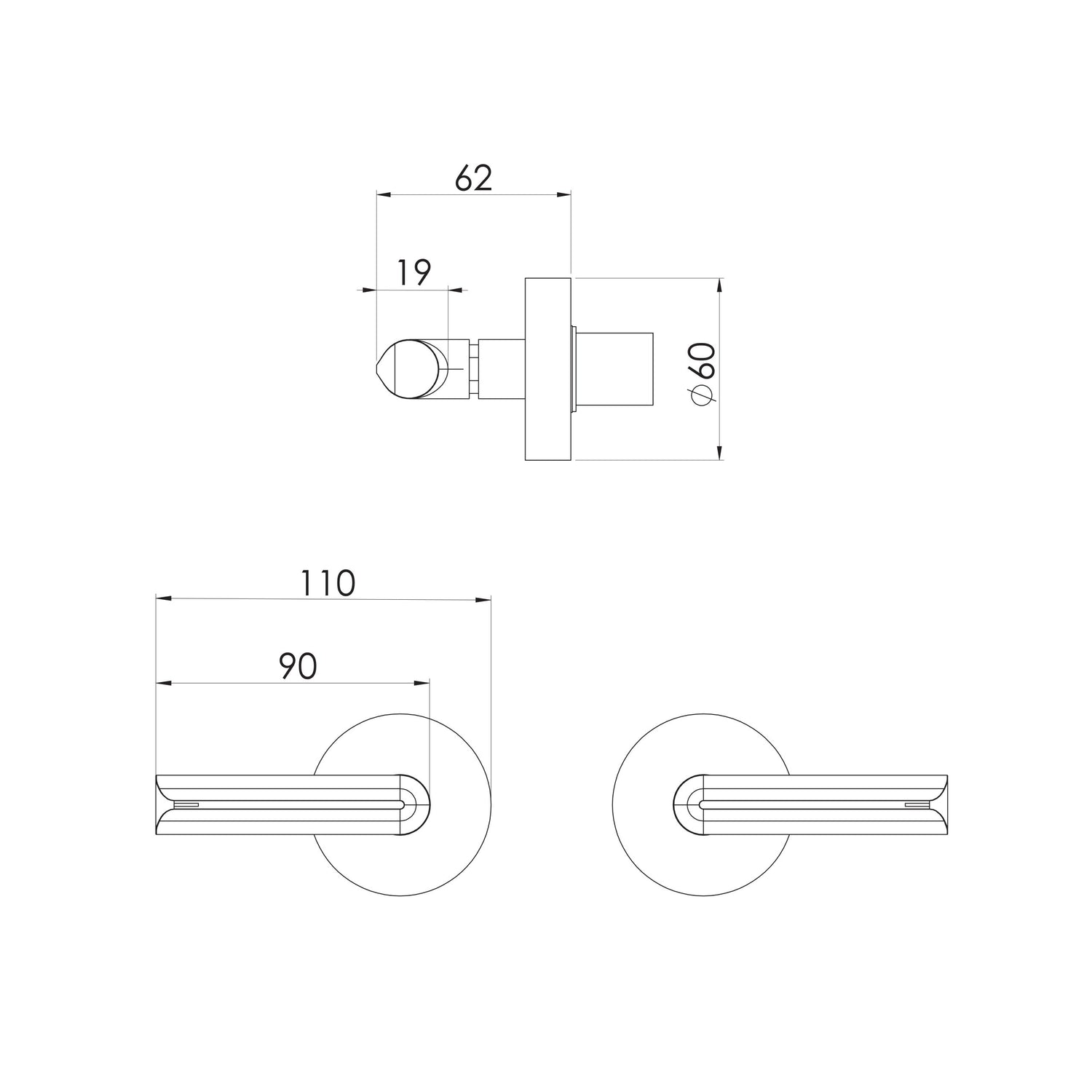Phoenix Vivid Slimline Plus Lever Wall Top Assemblies, Brushed Gold (Lead Free)