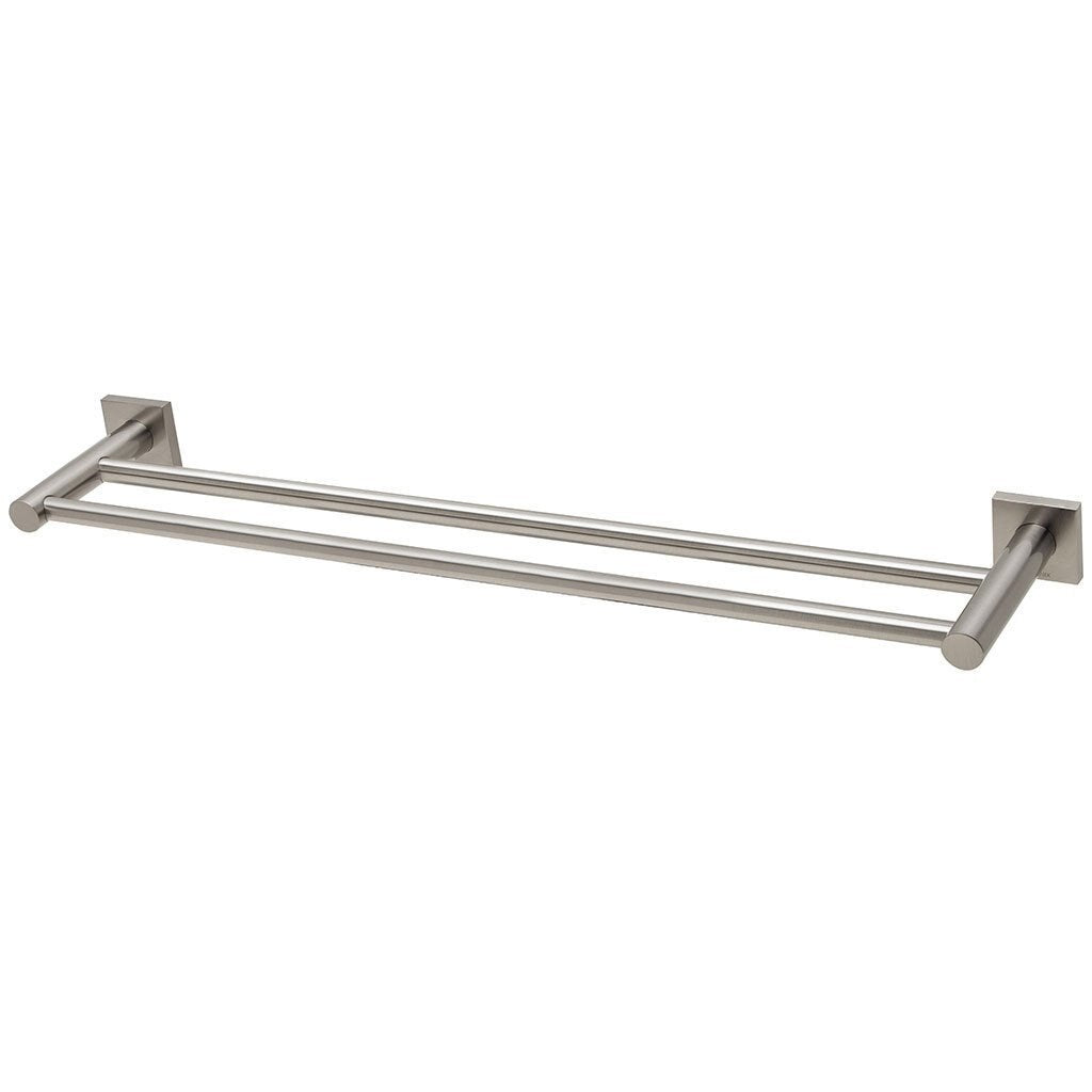 Phoenix Radii Double Towel Rail 600mm Square Plate - Brushed Nickel