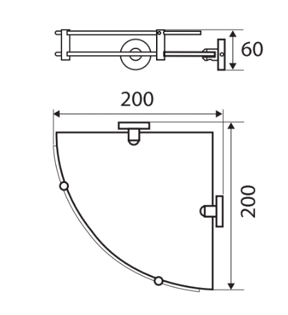 Fienza Michelle Glass Corner Shelf 200mm, Chrome