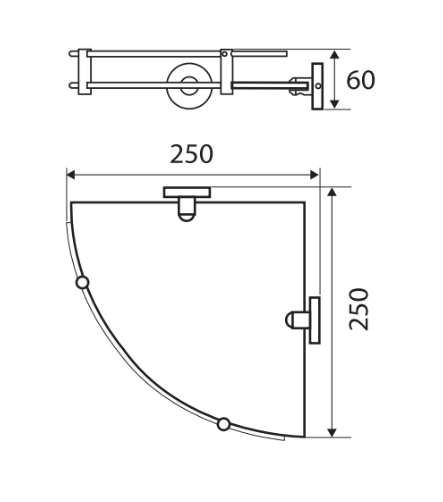 Fienza Michelle Glass Corner Shelf 250mm, Chrome