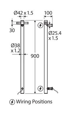Fienza Isabella Vertical Heated Towel Rail 1 Bar with Optional Hook, Matte Black