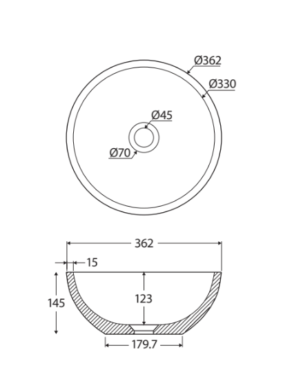 Fienza Alba Round Concrete Above Counter Basin, Warm Grey
