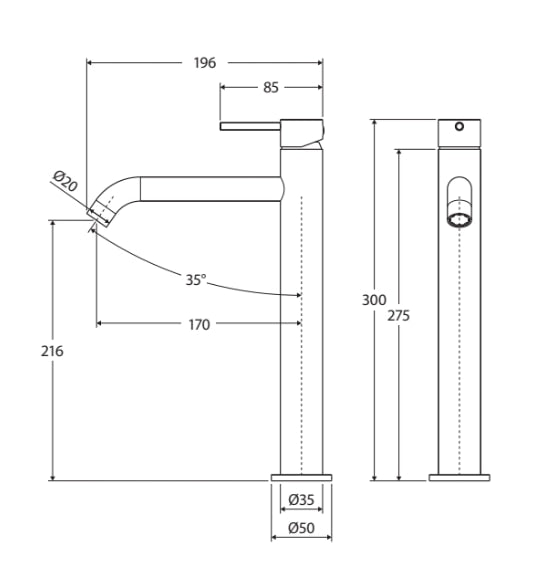 Fienza Axle Tall Basin Mixer Chrome