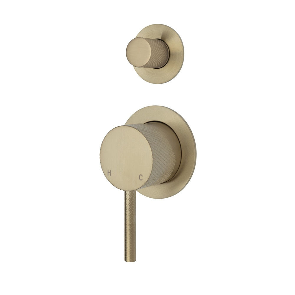 Fienza Axle Wall Diverter Mixer, Small Round Plates Urban Brass