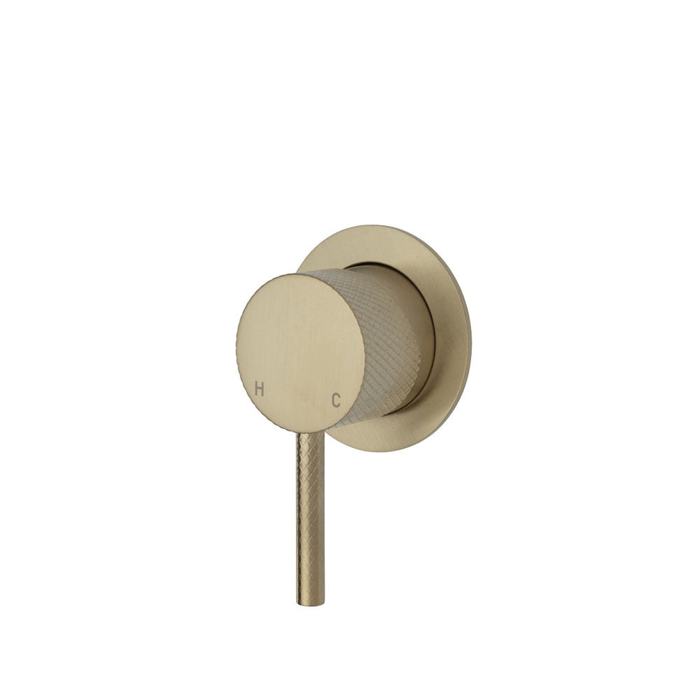 Fienza Axle Wall Mixer, Small Round Plate Urban Brass