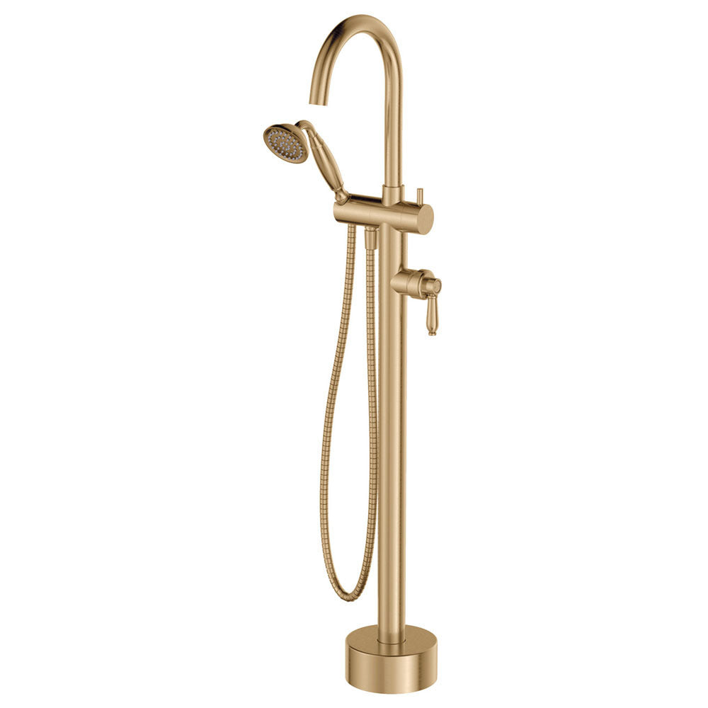 Fienza Eleanor Floor Mixer & Shower Urban Brass / Urban Brass Handle