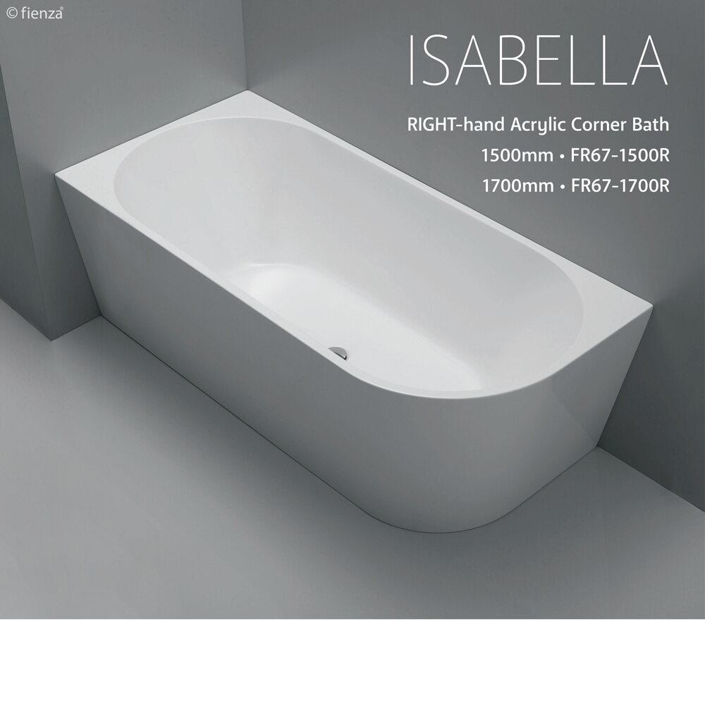 Fienza Isabella 1700mm Right Hand Corner Bath Gloss White