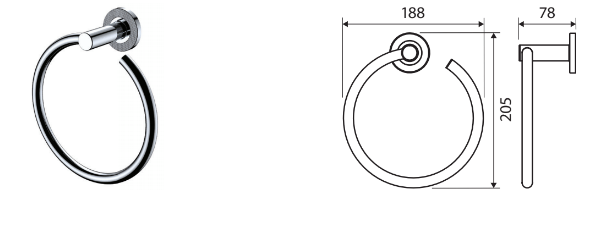 Fienza Kaya Hand Towel Ring Chrome