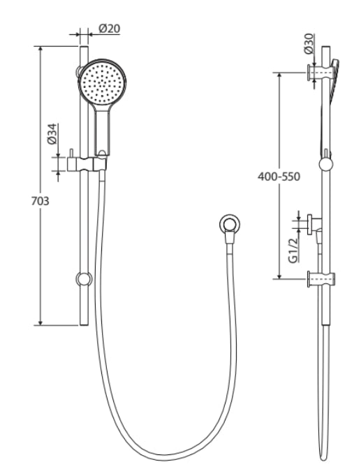 Fienza Kaya Rail Shower Urban Brass