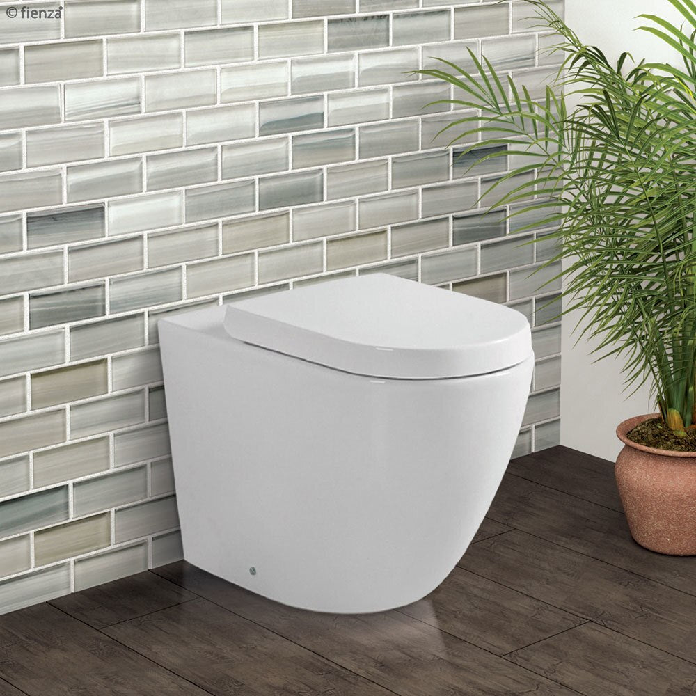 Fienza Koko Wall-Faced, P-Trap Geberit Cistern, Toilet Suite Gloss White