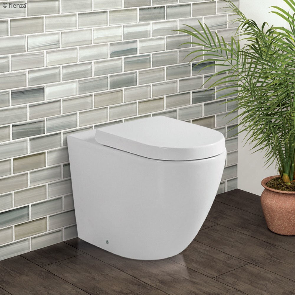 Fienza Koko Wall-Faced, P-Trap R&T Cistern, Toilet Suite Gloss White