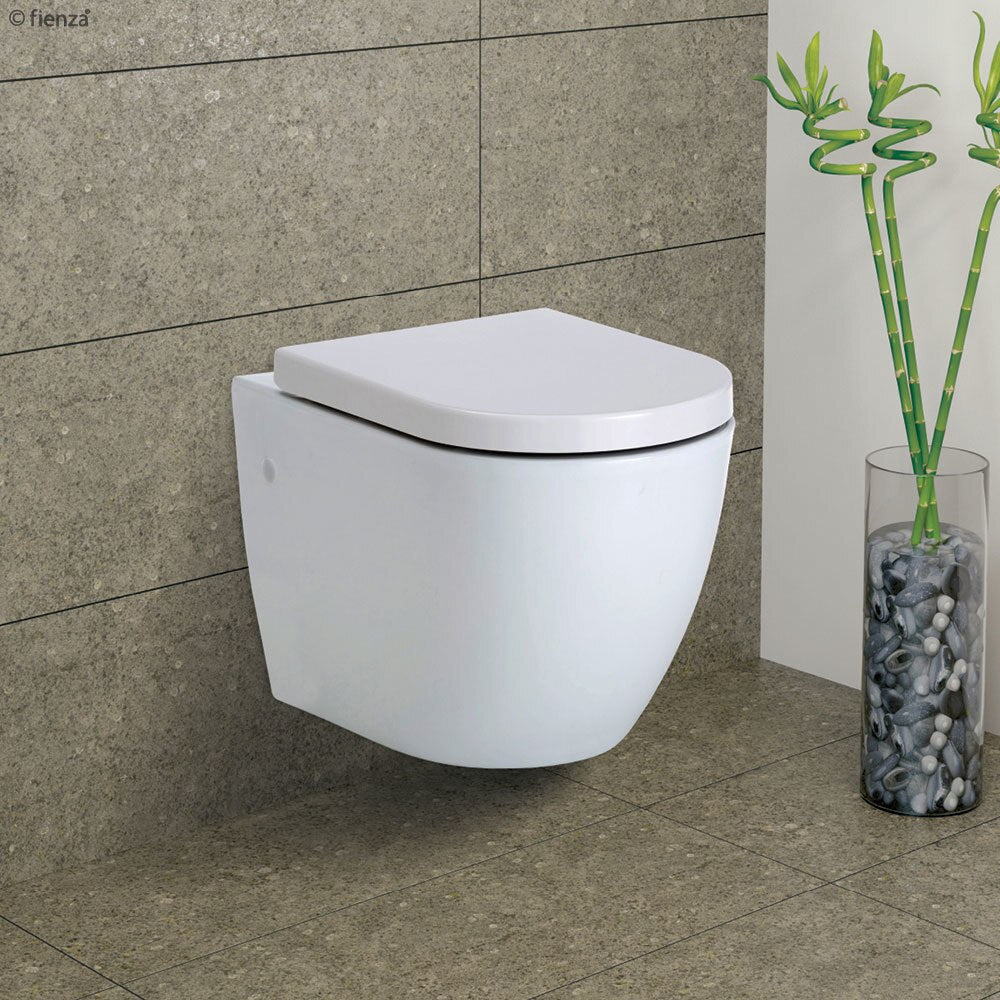 Fienza Koko Wall-Hung, R&T In Wall Cistern Toilet Suite Gloss White