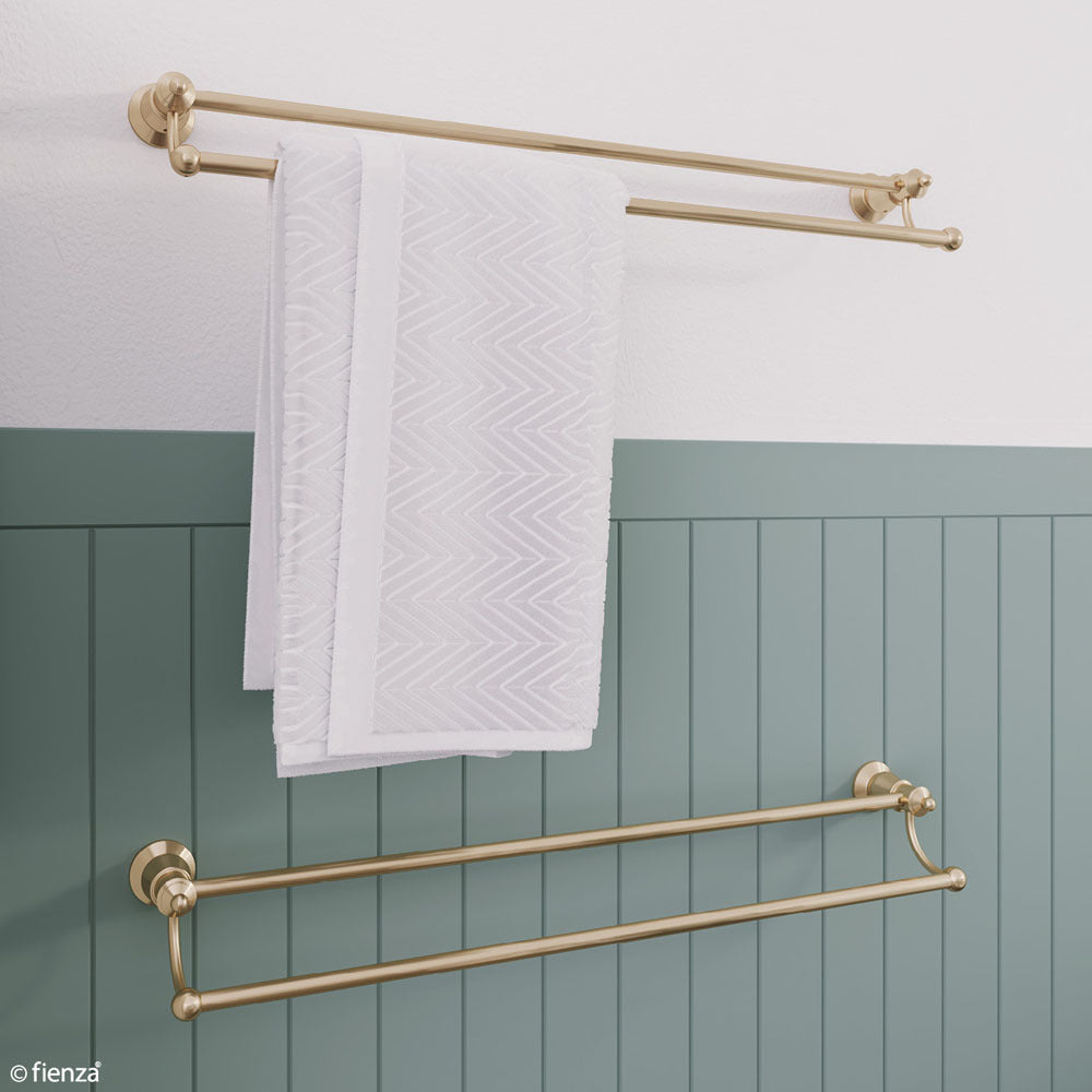 Fienza Lillian 800mm Adjustable Double Towel Rail, Urban Brass