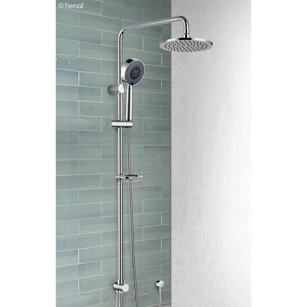 Fienza Michelle Multifunction Twin Rail Shower with Soap Basket, Chrome