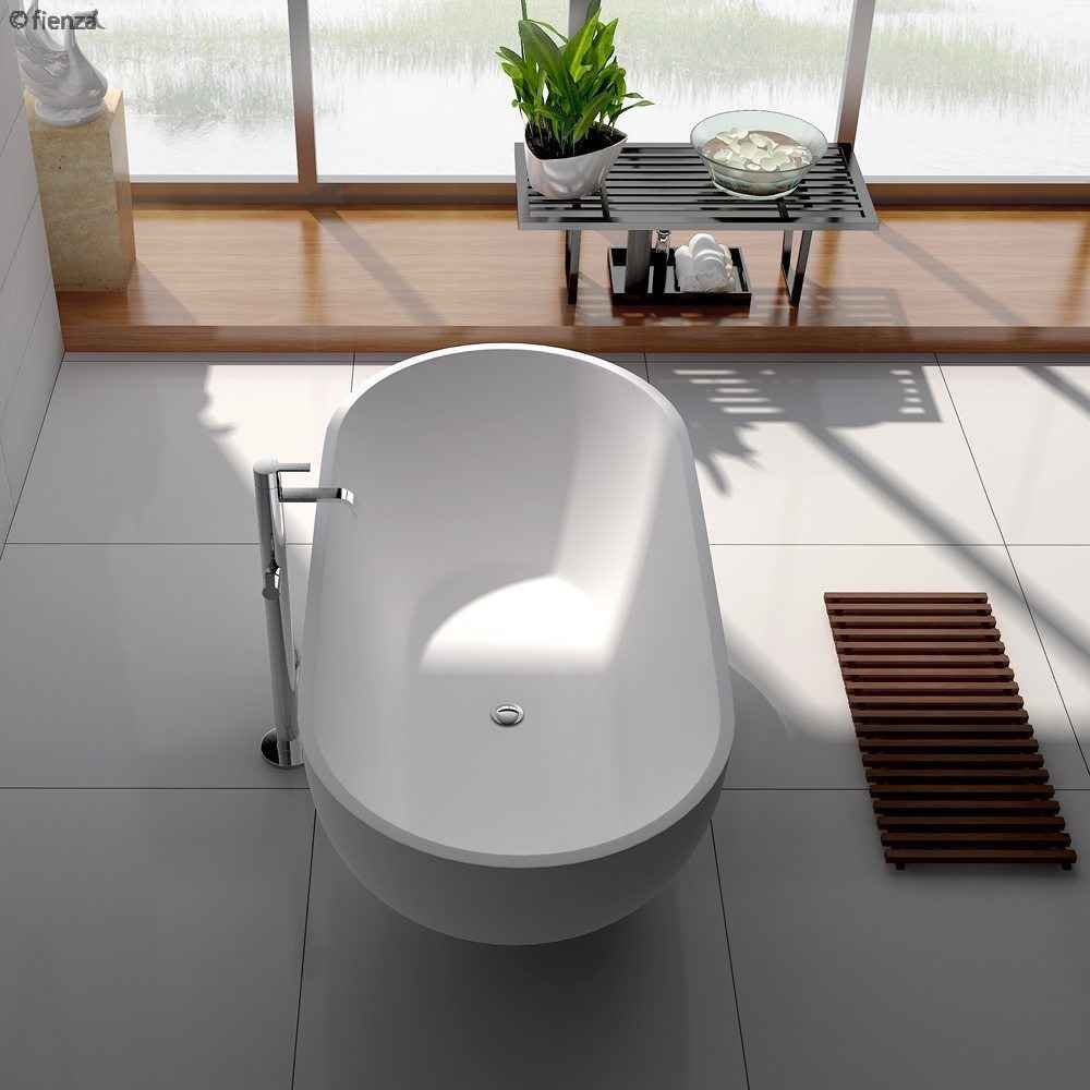 Fienza Nero 1400mm Stone Bath Matte White