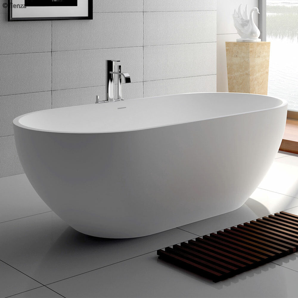 Fienza Nero 1780mm Stone Bath Matte White