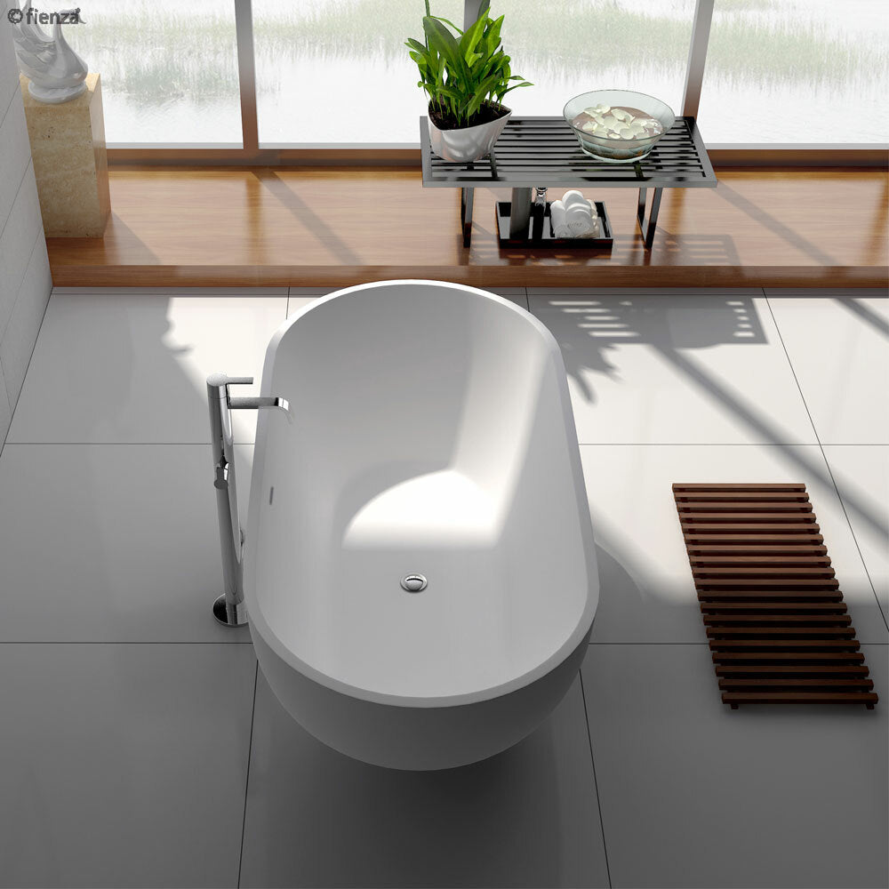 Fienza Nero 1780mm Stone Bath Matte White