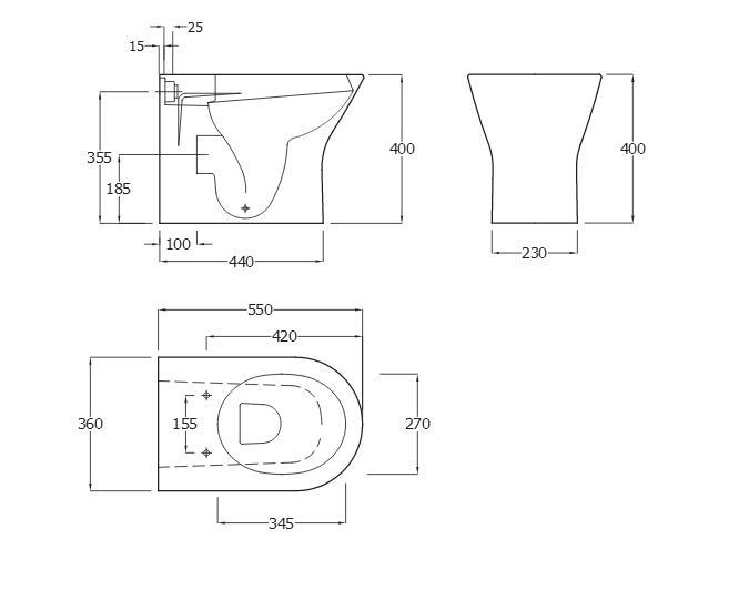 Fienza Resort Wall-Faced Toilet Pan & Seat Only