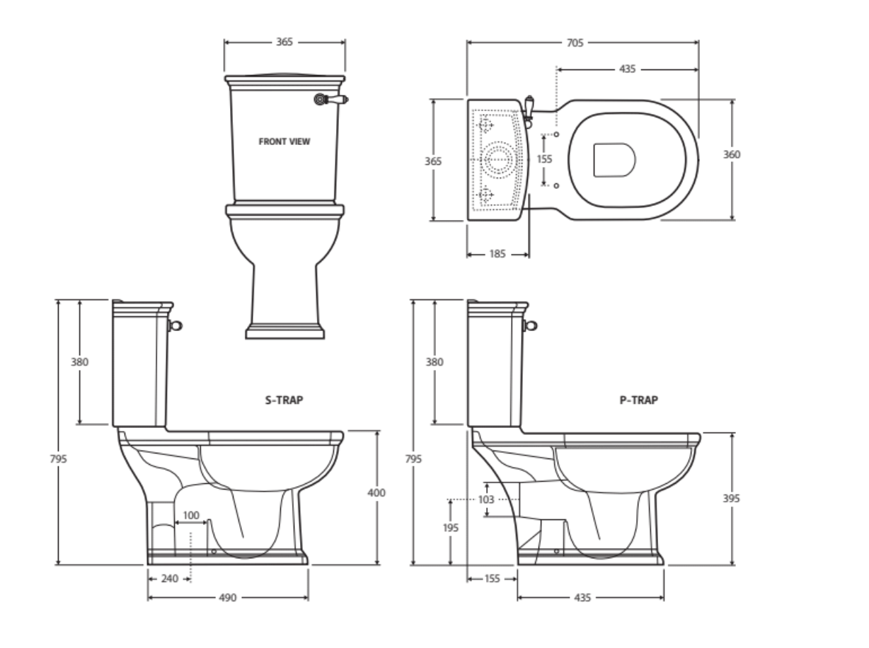 Fienza RAK Washington Front-Lever Close-Coupled Toilet Suite White