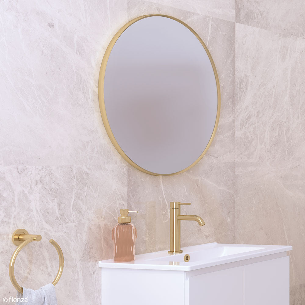 Fienza Reba Round Framed Mirror 600mm Urban Brass