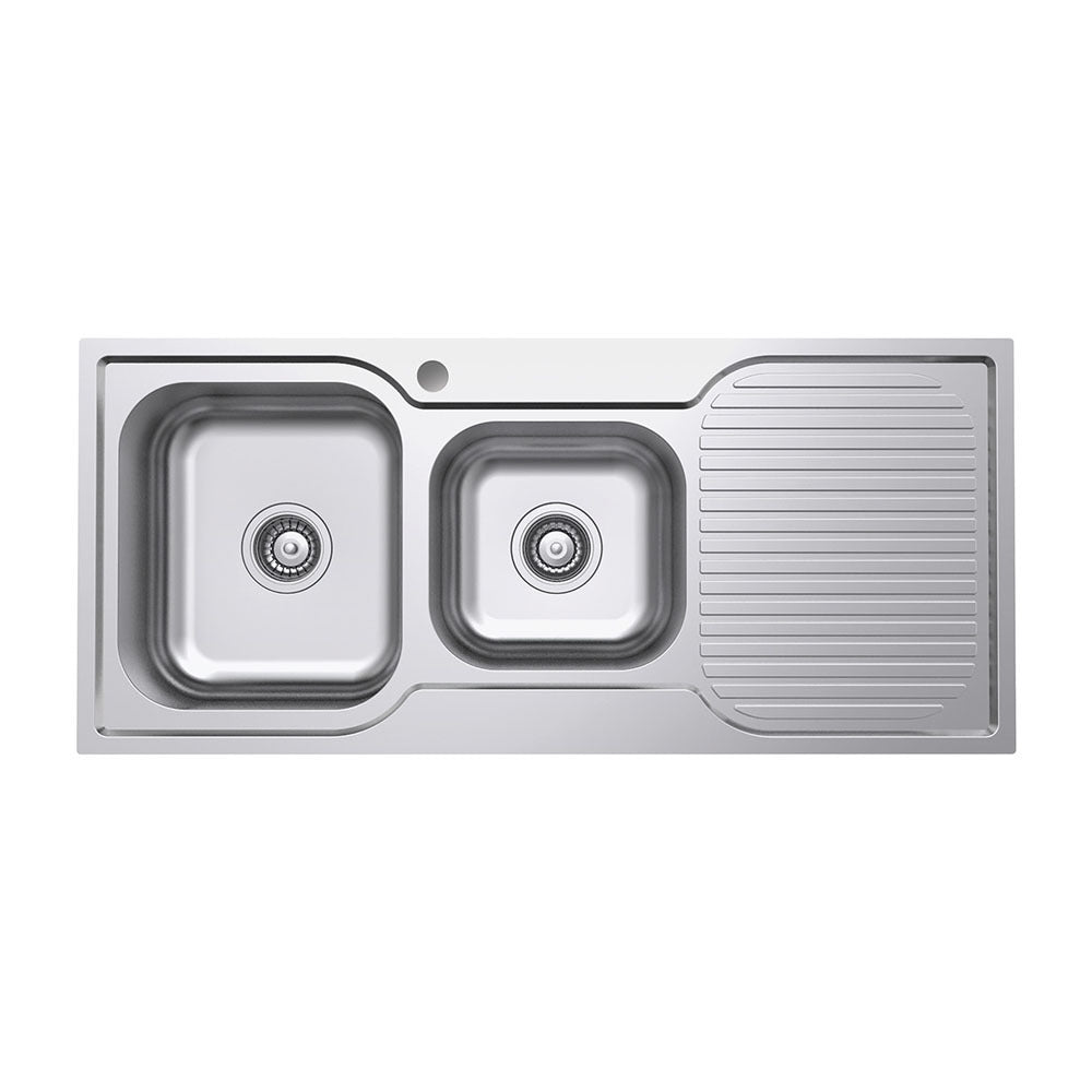 Fienza Tiva 1080 1.75 Kitchen Sink with Drainer, Left Bowl